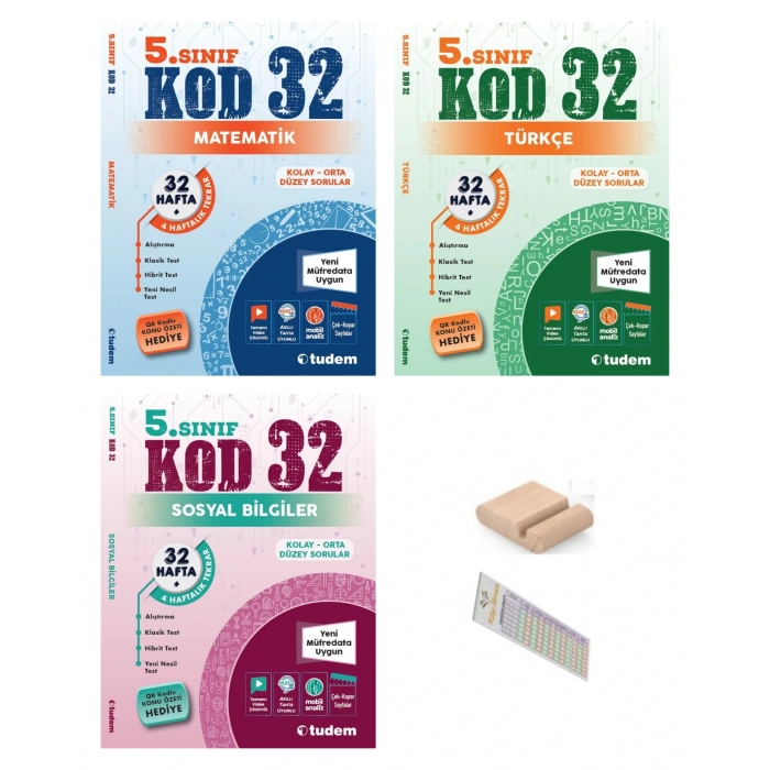 5.Sınıf KOD 32 Türkçe Sosyal Bilgiler Matematik Haftalık Deneme 2026 Maarif Müfredat+Telefon tutucu