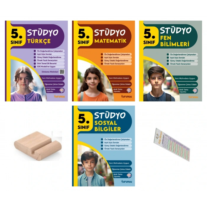 5.Sınıf Stüdyo Matematik Sosyal Fen Türkçe Soru 2026 Maarif Müfredat+Telefon Tutucu+Çözüm Ayracı