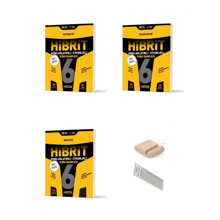 6. Sınıf Matematik Fen İngilizce HİBRİT-Matematik Soru Bankası+Çözüm Ayracı+Telefon Tutucu