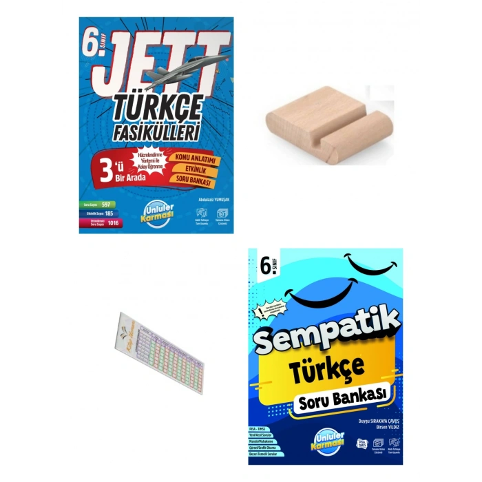 6.Sınıf Jettt Türkçe Fasikül-Sempatik Türkçe Soru Bankası Maarif 2027+Çözüm Ayracı+Telefon Tutucu