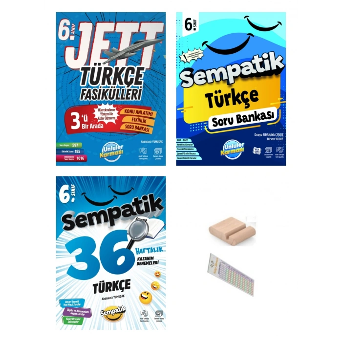 6.Sınıf Türkçe Fasikül- Soru Bankası- Kazanım Deneme +Çözüm Ayracı +Telefon Tutucu
