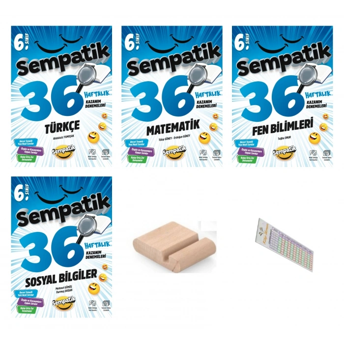 6.Sınıf Sempatik Türkçe Sosyal Matematik Fen 36 Hafta Türkçe Kazanım Deneme +Çözüm Ayracı+Tlf Tutucu