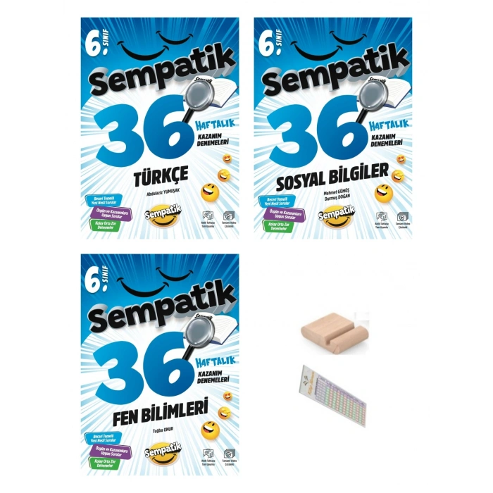 6.Sınıf Sempatik Matematik Fen Sosyal 36 Hafta Türkçe Kazanım Denemeleri Maarif 2027+Tlf Tutucu