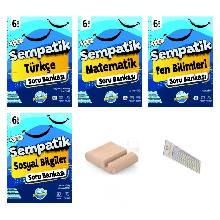 6.Sınıf Sempatik Sosyal Bilgiler Matematik Fen Türkçe Soru Bankası+Telefon Tutucu+Çözüm Ayracı