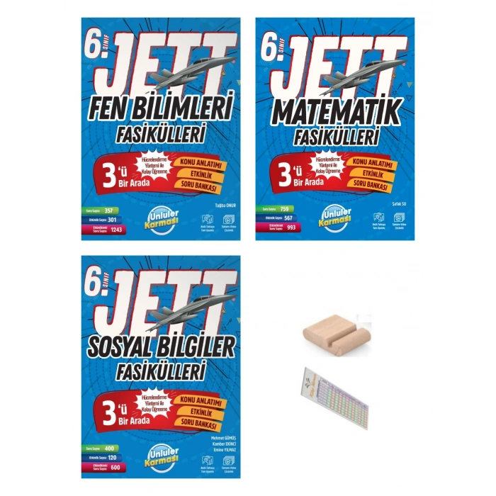 6.Sınıf Jett Fen Bilimleri Matematik Sosyal Fasikülleri 2027 Maarif Modeli+Çözüm Ayr+Telefon Tutucu