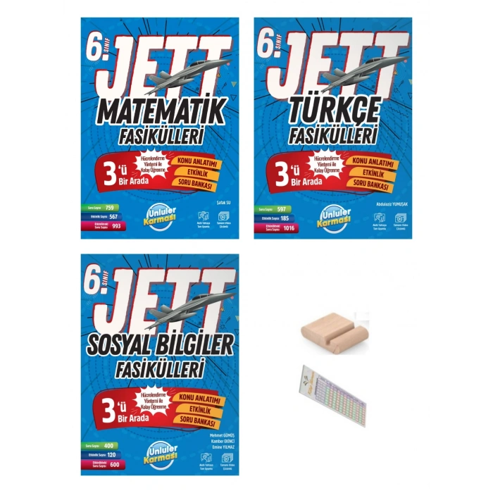 6.Sınıf Jett Matematik Sosyal Türkçe Fasikülleri 2027 Maarif Modeli+Çözüm Ayracı+Telefon Tutucu