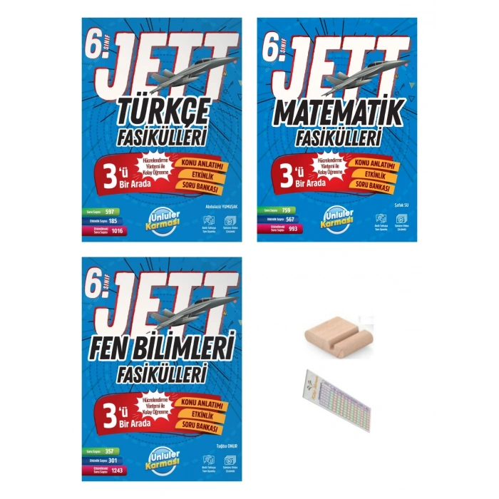 6.Sınıf Jett Türkçe Matematik Fen Fasikülleri 2027 Maarif Modeli+Çözüm Ayracı+Telefon Tutucu