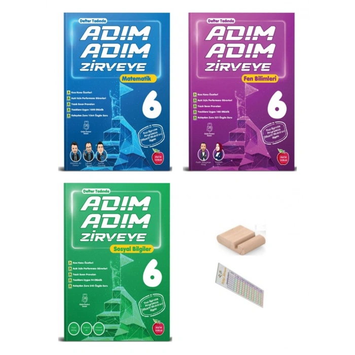 6.Sınıf ADIM ADIM ZİRVEYE Fen Matematik Sosyal 2027 Maarif Modeli + Telefon Tutucu +Çözüm Ayracı