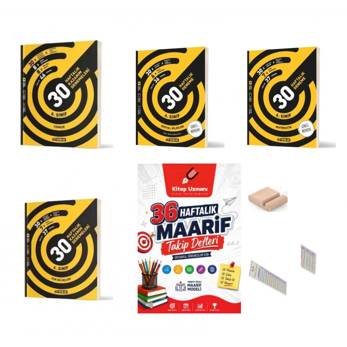 6. Sınıf Türkçe Sosyal Matematik Fen Haftalık Deneme+Çözüm Ayracı+Telefon Tutucu