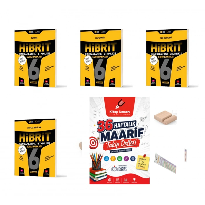 6. Sınıf Fen Türkçe Sosyal Matematik HİBRİT Soru Bankası+Çözüm Ayracı+Telefon Ayracı