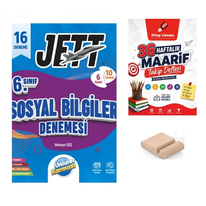 6.Sınıf Jettt Sosyal Bilgiler 16 lı Branş Denemesi Maarif 2027+Maarif Defter+Telefon Tutucu