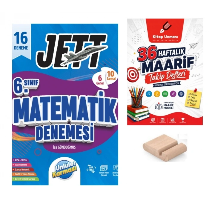 6.Sınıf Jettt Matematik 16 lı Branş Denemesi Maarif 2027+Maarif Defteri+Telefon Tutucu