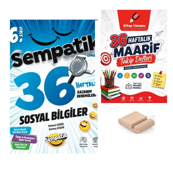 6.Sınıf Sempatik Sosyal 36 Hafta Kazanım Denemeleri Maarif 2027+Maarif Defter+Telefon Tutucu