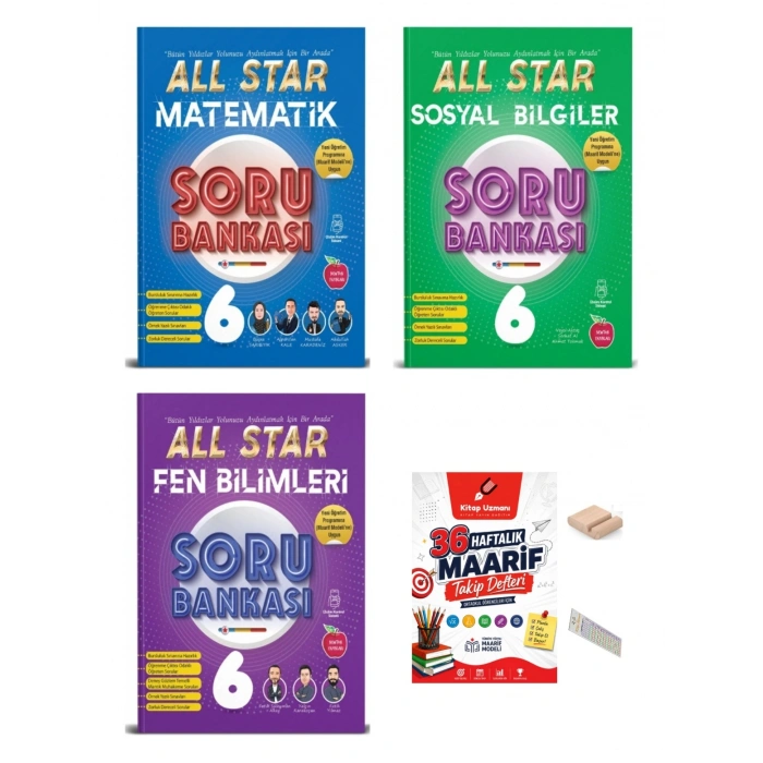 6.Sınıf Matematik Fen Sosyal ALL STAR Soru Bankası 2027 Maarif Modeli+Telefon Tutucu+Maarif Defteri
