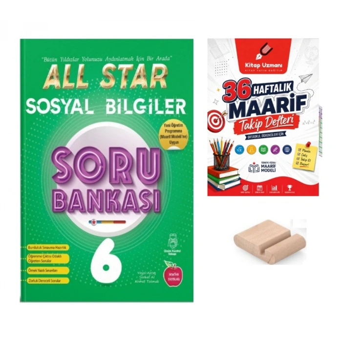 6.Sınıf Sosyal Bilgiler ALL STAR Soru Bankası 2027 Maarif Modeli+Telefon Tutucu+Maarif Defteri