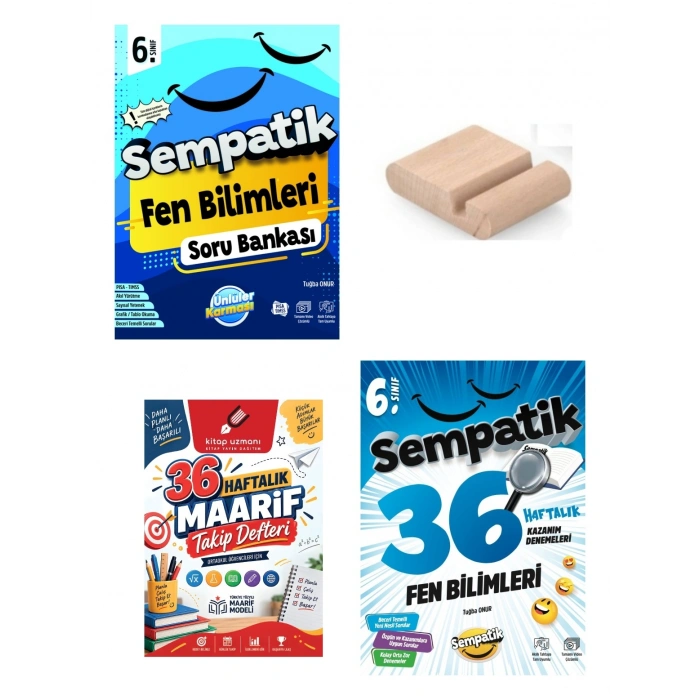 6.Sınıf Fen Sempatik Soru Bankası-Fen Kazanım Denemesi+Telefon Tutucu+Maarif Defteri