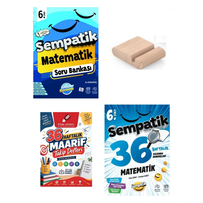 6.Sınıf Matematik Sempatik Soru Bankası-Matematik Kazanım Denemesi+Telefon Tutucu+Maarif Defteri