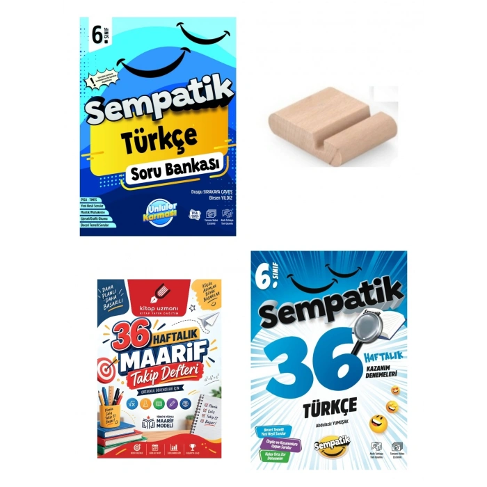 6.Sınıf Türkçe Sempatik Soru Bankası-Türkçe Kazanım Denemesi+Telefon Tutucu+Maarif Defteri