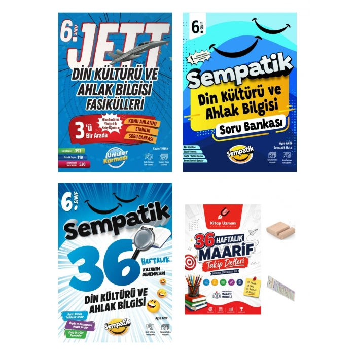 6.Sınıf Din JETT Fasikül- Sempatik Soru Bankası- Kazanım Deneme +Maarif Defteri +Telefon Tutucu