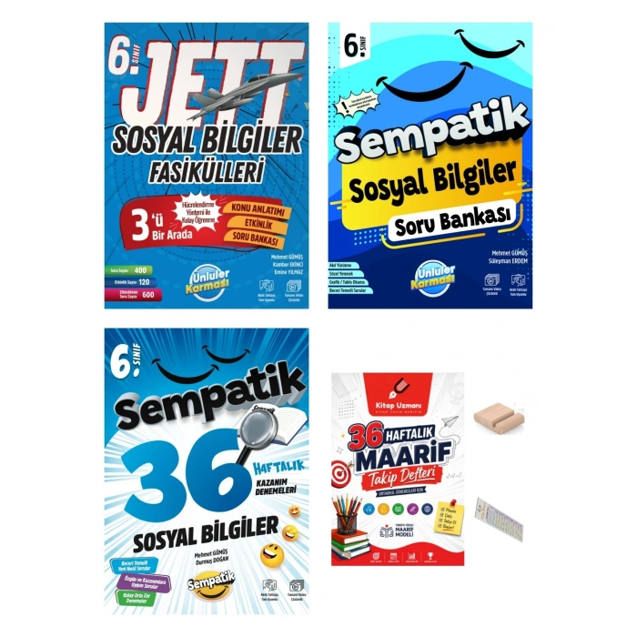 6.Sınıf Sosyal JETT Fasikül- Sempatik Soru Bankası- Kazanım Deneme +Maarif Defteri +Telefon Tutucu