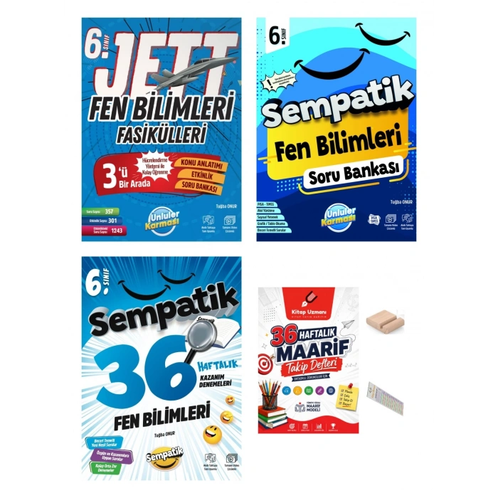 6.Sınıf Fen JETT Fasikül- Sempatik Soru Bankası- Kazanım Deneme +Maarif Defteri +Telefon Tutucu