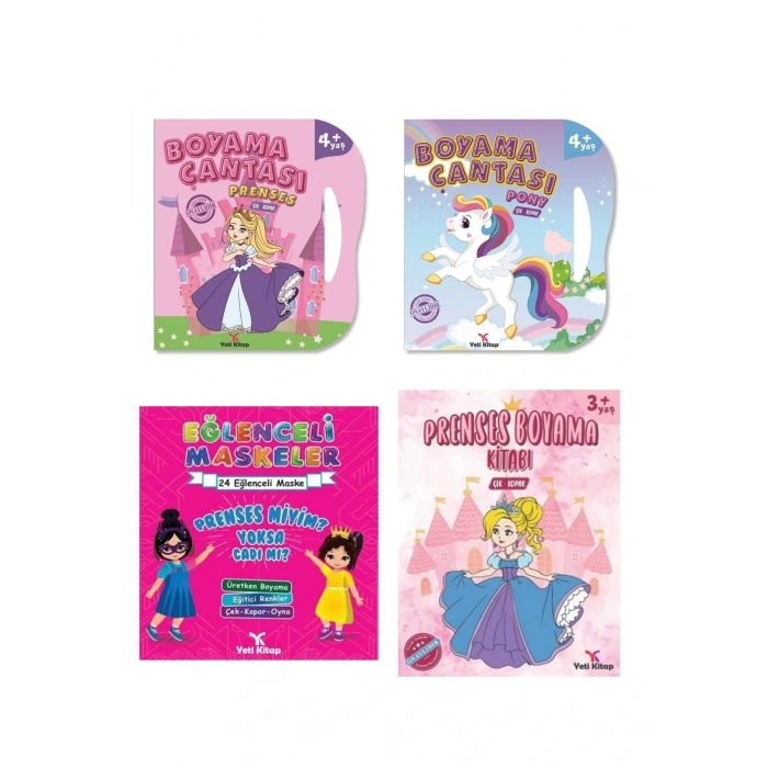 3 -5 Yaş Kız Çocuk Boyama ve Etkinlik Seti 4 Kitap