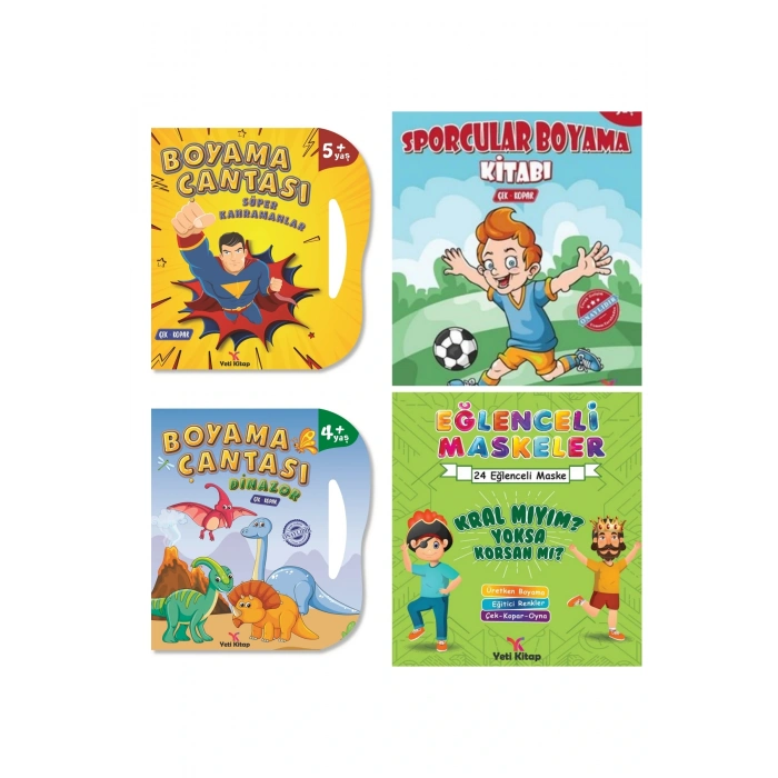 3 -5 Yaş Erkek Çocuk Boyama ve Etkinlik Seti 4 Kitap