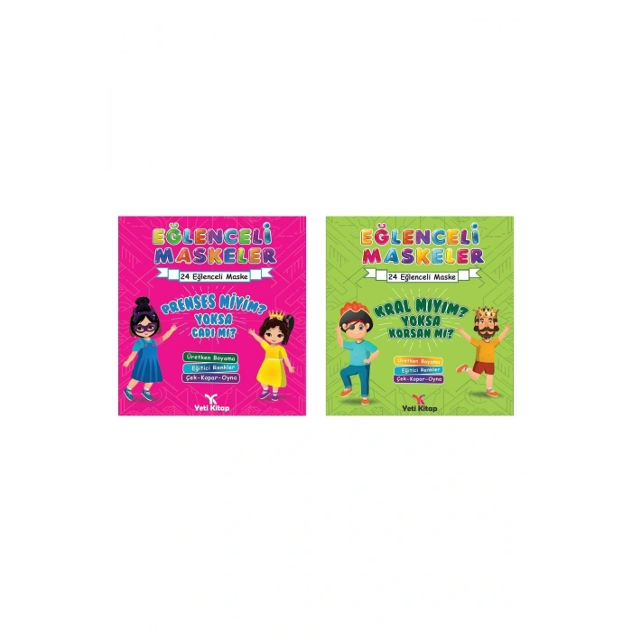 3 -5 Yaş Eğlenceli Maskeler- Maske Boyama Kral Mıyım Korsan Mı - Prenses Mi Cadı Mı? 2 Kitap