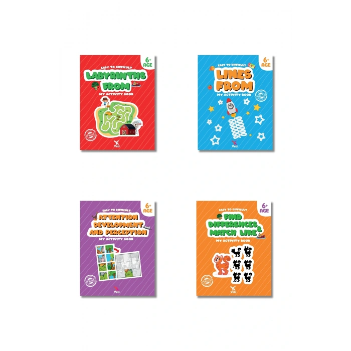 4 -6 Yaş İNGİLİZCE Dikkat Geliştirme Seti - Aile Katılımlı - Bilsem Ön Hazırlık - 4 Kitap