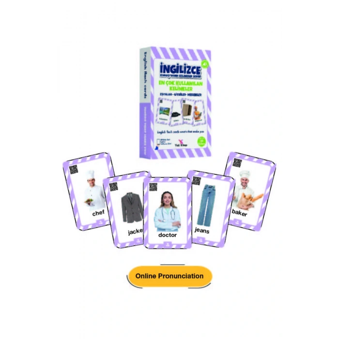 4-9 Yaş İngilizce Konuşturan Kelime Kartları English Flash Cards/ Okul Öncesi ve İlkokul /376 Kelime