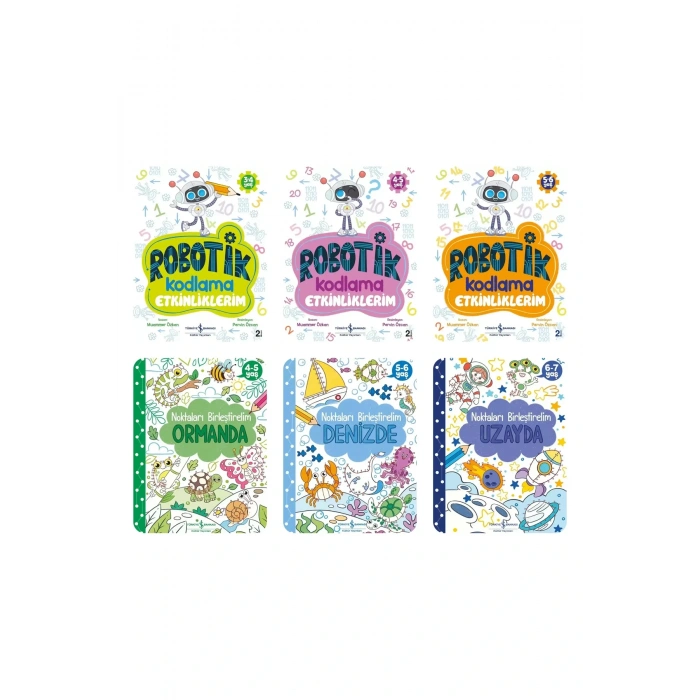 3-6 Yaş Robotik Kodlama ve Nokta Birleştirme - Okul Öncesi Bilişsel Aktivite Seti / 6 Kitap