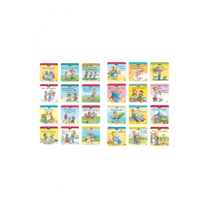 Elif ile İlk Okuma Kitabım Değerler Eğitimi 24 Kitap 1.ve 2.Seri 6-7 Yaş/1. Sınıf+Okuma Takip Ayracı