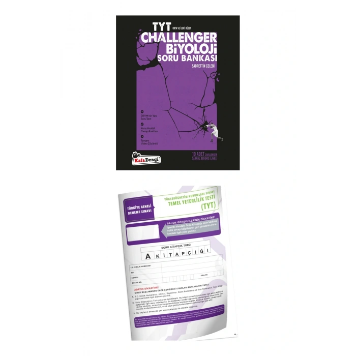 KAFADENGİ TYT Challenger Biyoloji Soru Bankası (Tümü Video Çözümlü) + TYT Deneme..!