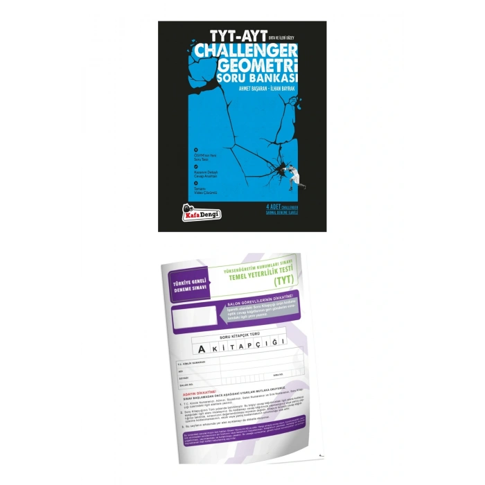 KAFADENGİ TYT Challenger Geometri Soru Bankası (Tümü Video Çözümlü) + TYT Deneme..!