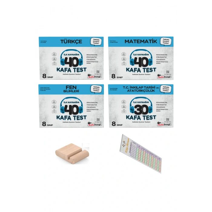 8. Sınıf Kafa Test Türkçe+Matematik+Fen+İnkılap( Haftalık Kontrol Testi) +Telefon Tutucu