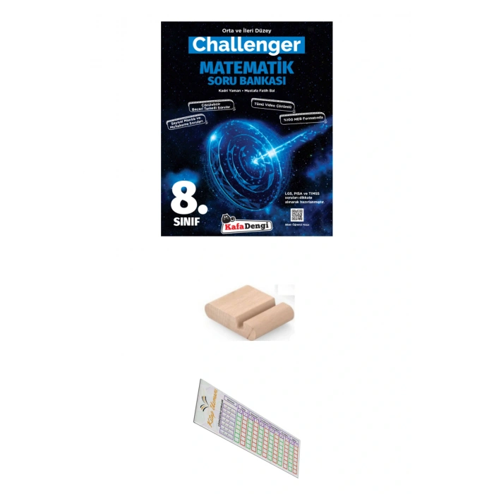 KAFADENGİ 8.Sınıf Challenger Matematik Soru Bankası (Tümü Video Çözümlü) + Telefon Tutucu