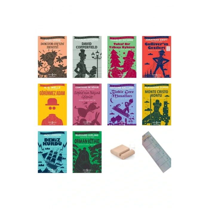 Çocuk Klasikleri 8-13 Yaş İlkokul ve Ortaokul Okuma Kitapları 10lu SET 3+Telefon Tutucu+Okuma Ayracı