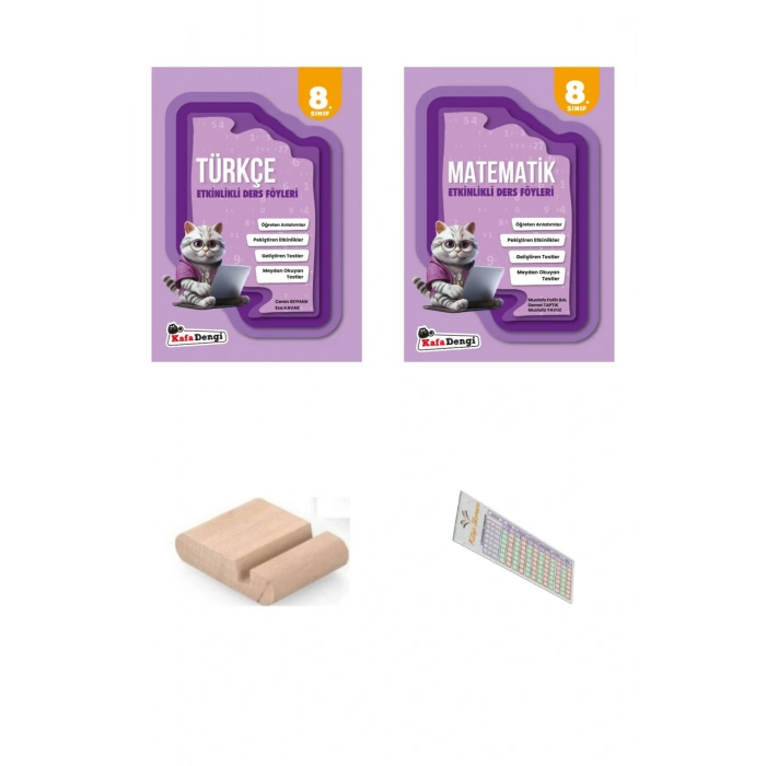 8. Sınıf Türkçe-Matematik Etkinlikli Ders Föyü +Telefon Tutucu+Soru Çözüm Ayracı