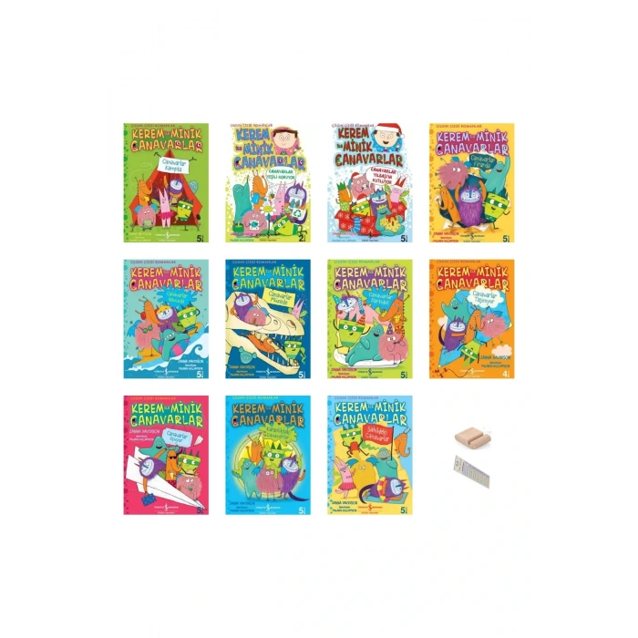 6-9 Yaş Çılgın Çizgi Romanlar / Kerem ve Minik Canarlar / 10 Kitap + Tablet Standı
