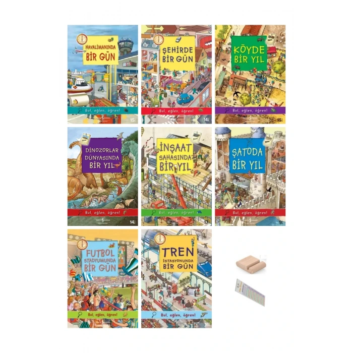 6 - 9 Yaş Bir Yıl ve Bir Gün Serisi Bul Eğlen Öğren!- Bulmaca Etkinlikli + 8 Kitap + Tablet Standı