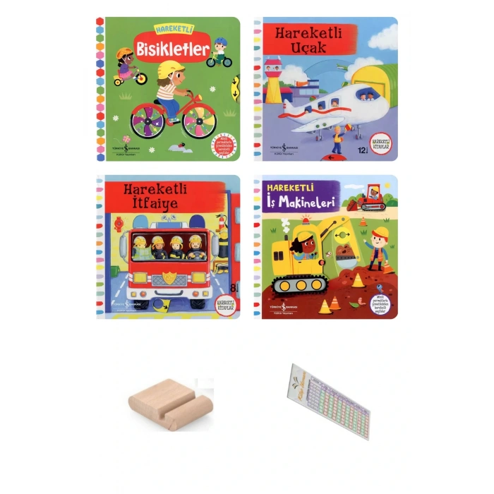 0-2 Yaş Hareketli Kitaplar Serisi - Hareketli Araçlar / 4 Kitap /+ Tablet Standı
