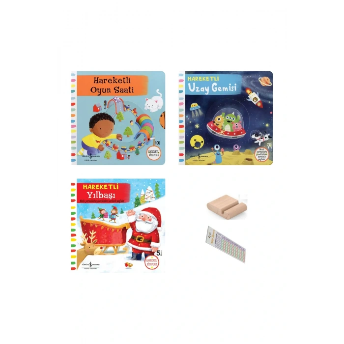 Hareketli Kitaplar Serisi 0-2 Yaş 3 Lü Set ( Oyun Saati - Uzay Gemisi - Yıl Başı) Tablet Standı