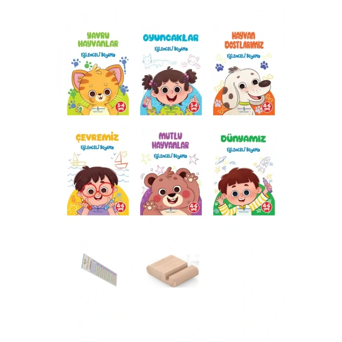 Eğlenceli Boyama Kitapları Seti - 2-5 Yaş - 6 kitap + Tablet Standı