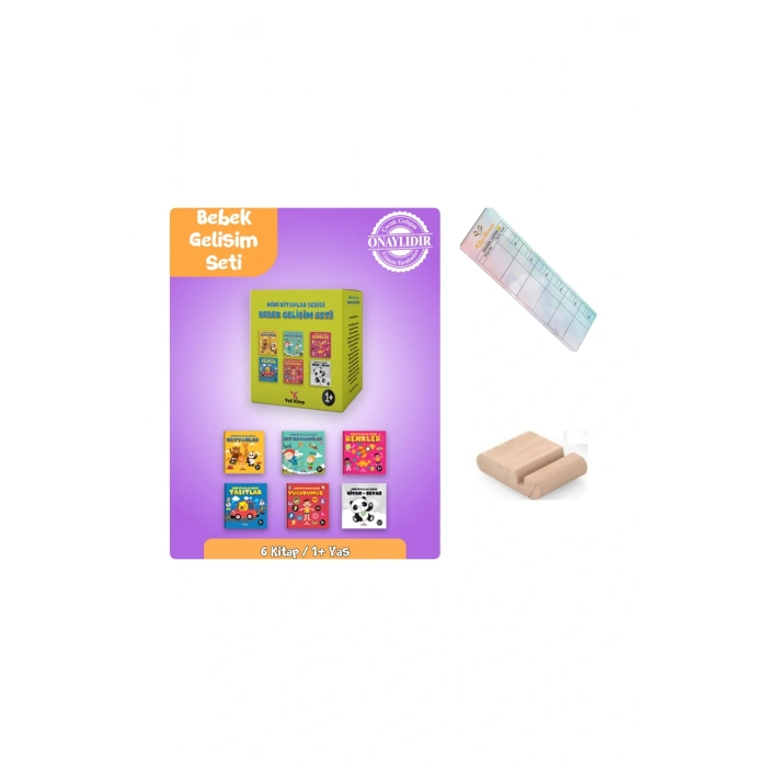 0-2 Yaş Bebek Gelişim Seti - Minik Kitaplar 6 Kitaplık Kutulu SET - Tablet Standı + Okuma Ayracı