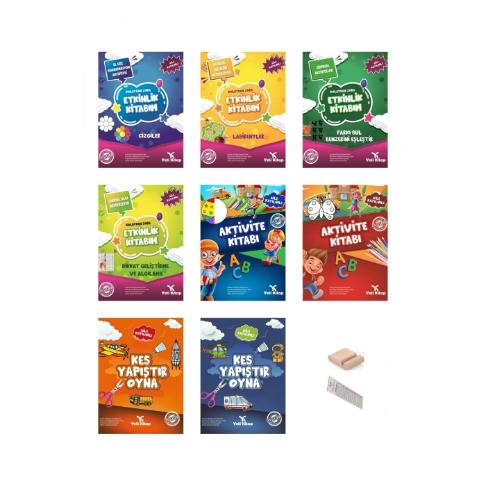 3-6 Yaş Aktivite ve Etkinlik Kitabı Seti 8 Kitap Okul Öncesi +Tablet Standı + Okuma Ayracı