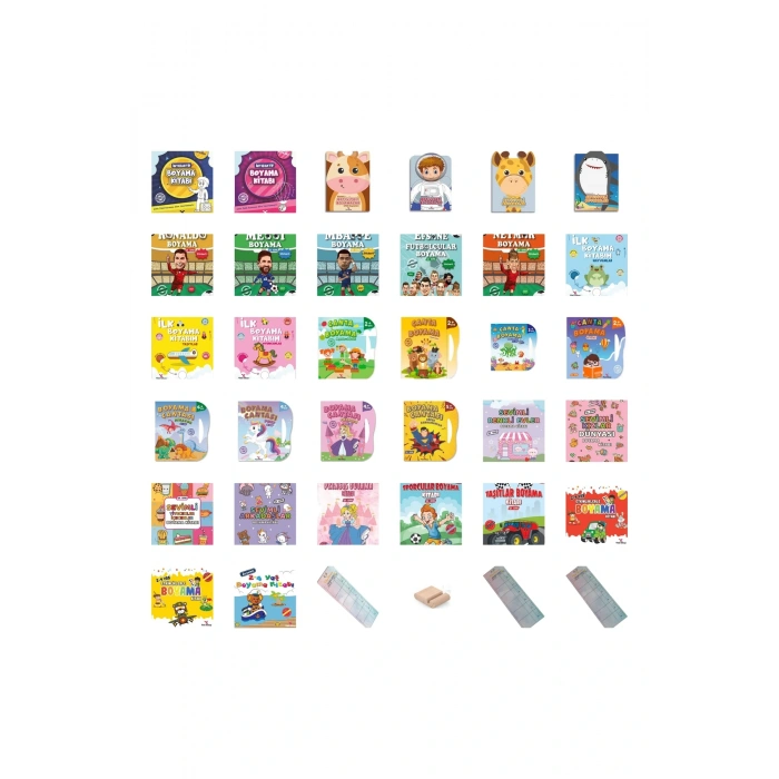 2-5 Yaş Boyama Kitapları 32 Kitap - +Tablet Standı+Okuma Ayracı