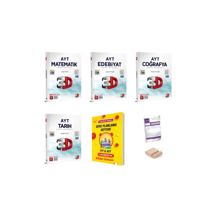 3D AYT Matematik Edebiyat Tarih Coğrafya Soru Bankası EŞİT AĞIR YKS 2026+PlanlamaDefteri+Tutucu