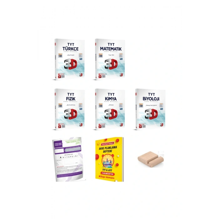 3D TYT Türkçe Matematik Fizik Kimya Biyoloji SAYISAL Soru Bankası YKS 2026 Planlama Defteri+Tutucu