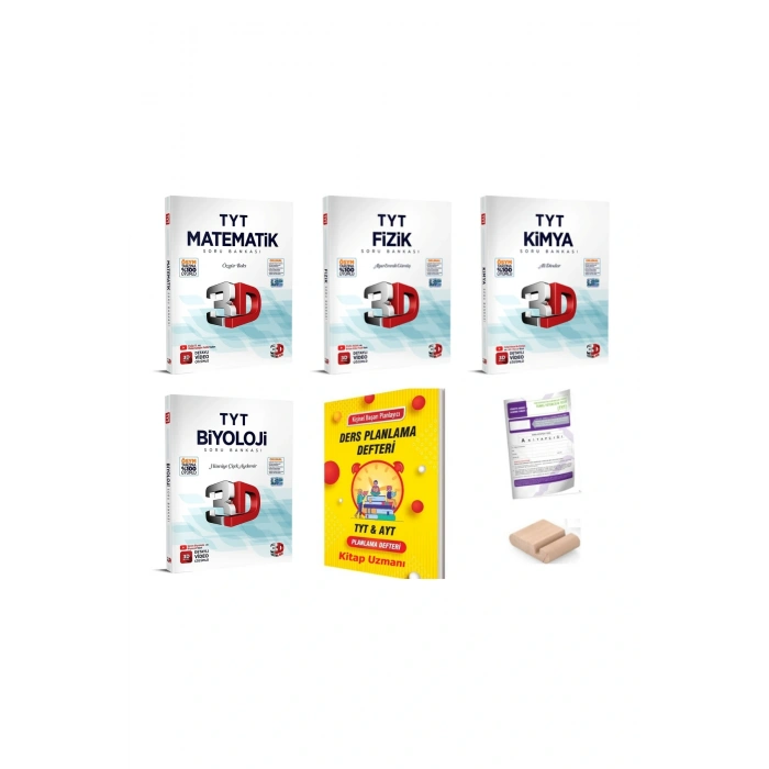 3D TYT Matematik Fizik Kimya Biyoloji SAYISAL Soru Bankası YKS 2026 Planlama Defteri+Tutucu+Deneme