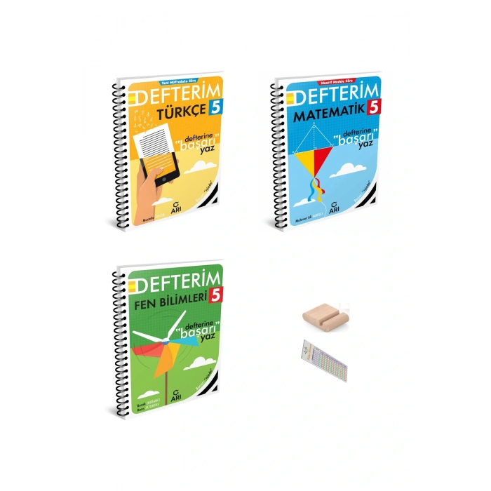 ARI 5. Sınıf Matematik + Türkçe + Fen Defterim SETİ - 2025-2026+Telefon Tutucu+Çözüm Ayracı